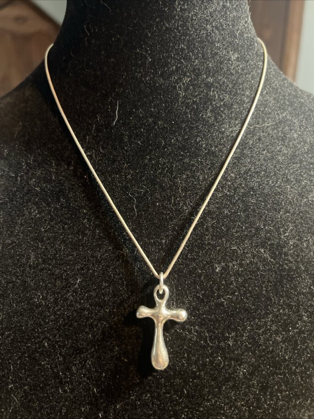 RLM Studio Robert Lee Morris Sterling 925 Silver Puffy Cross Pendant w/ Chain